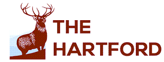 A red and white logo for the hartford.